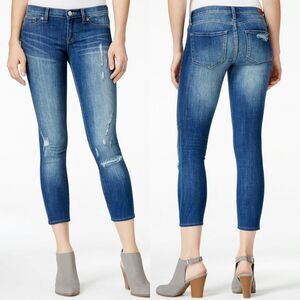 New! DITTOS Women's Cropped Ankle Skinny Blue Jeans Denim Distressed Mid-Rise